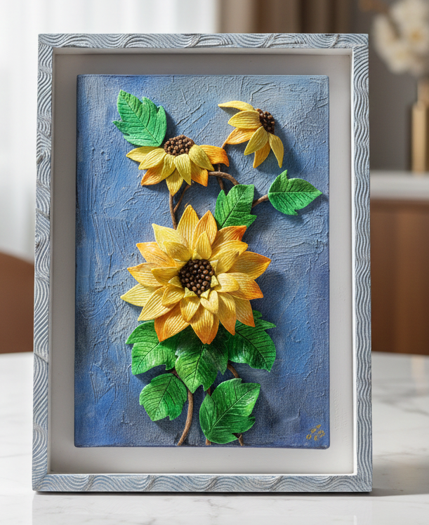 Handcrafted Sunflower Wall Art Frame