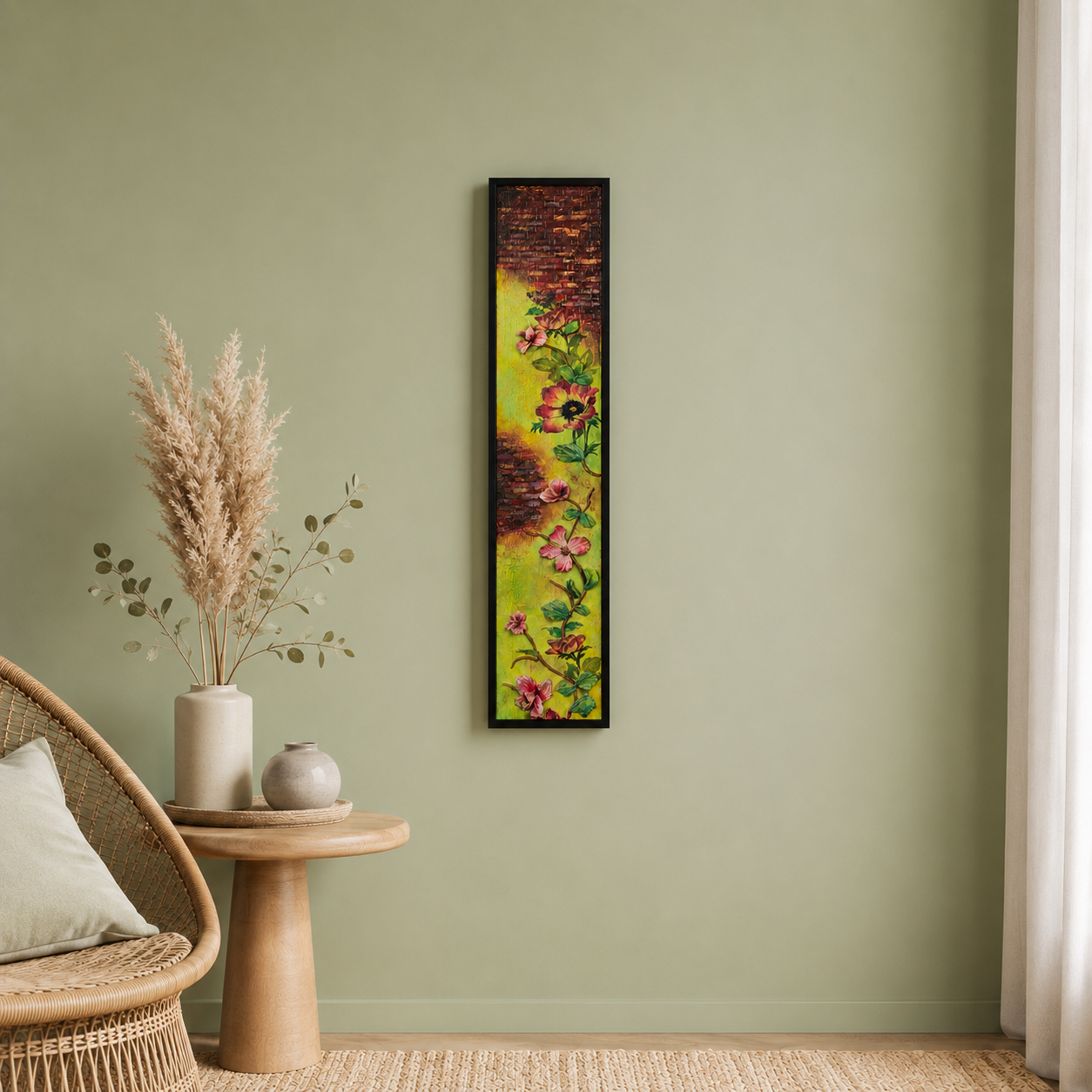 Handcrafted 3D Floral Garden Wall Art – Vertical Panel