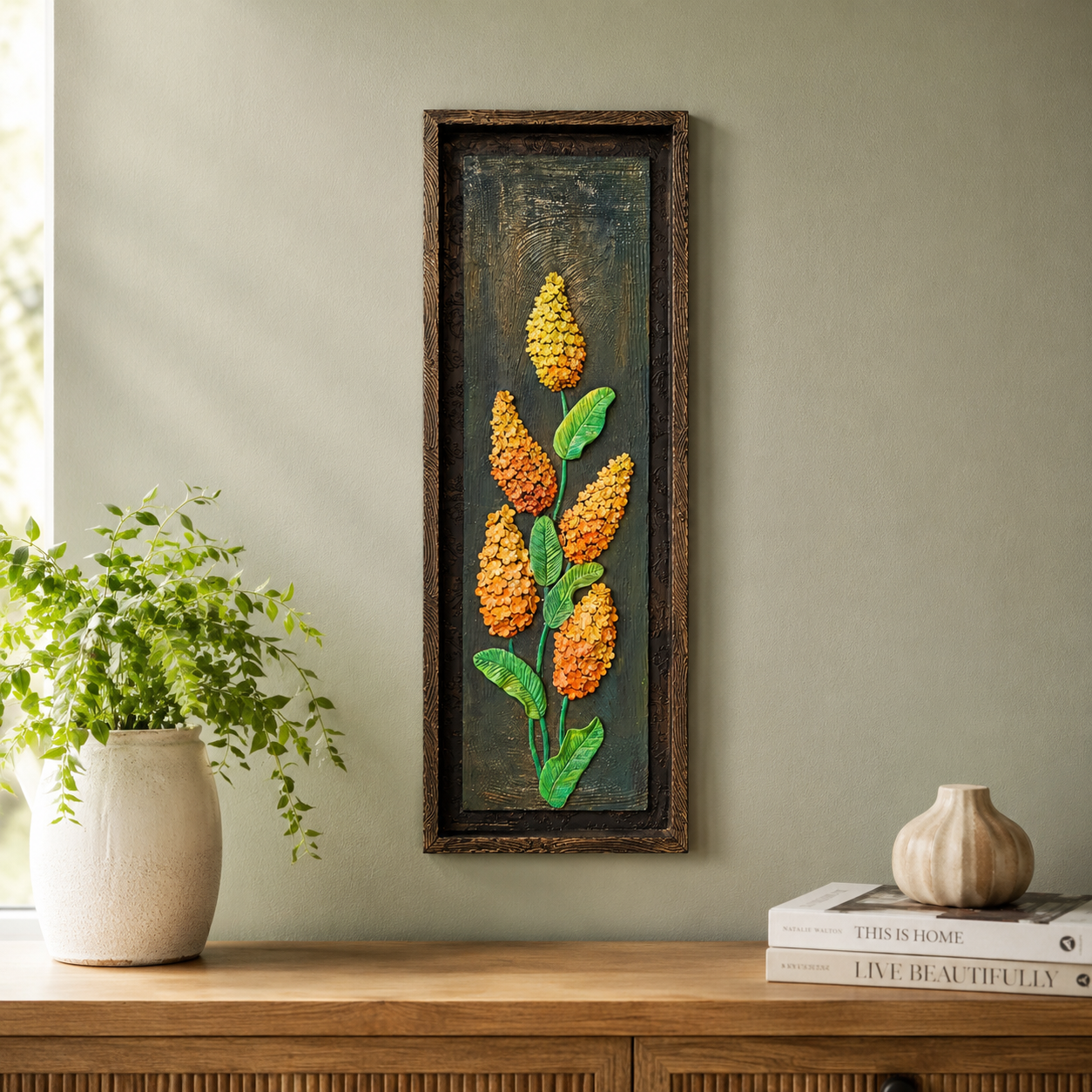 Golden Bloom 3D Floral Wall Art