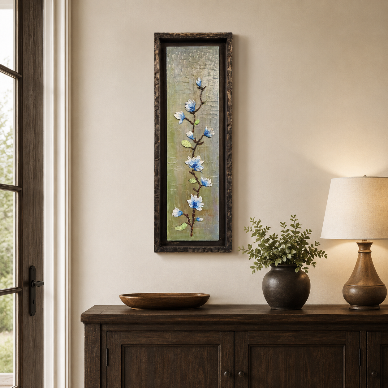 Blue Blossom Textured Floral Wall Art