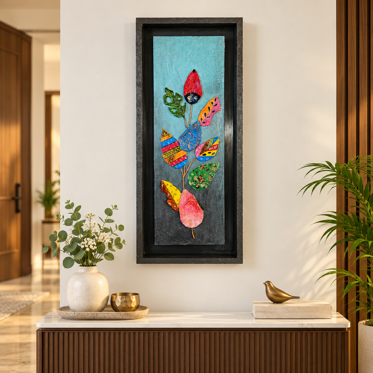 Colorful Leaves Handcrafted Textured Wall Art